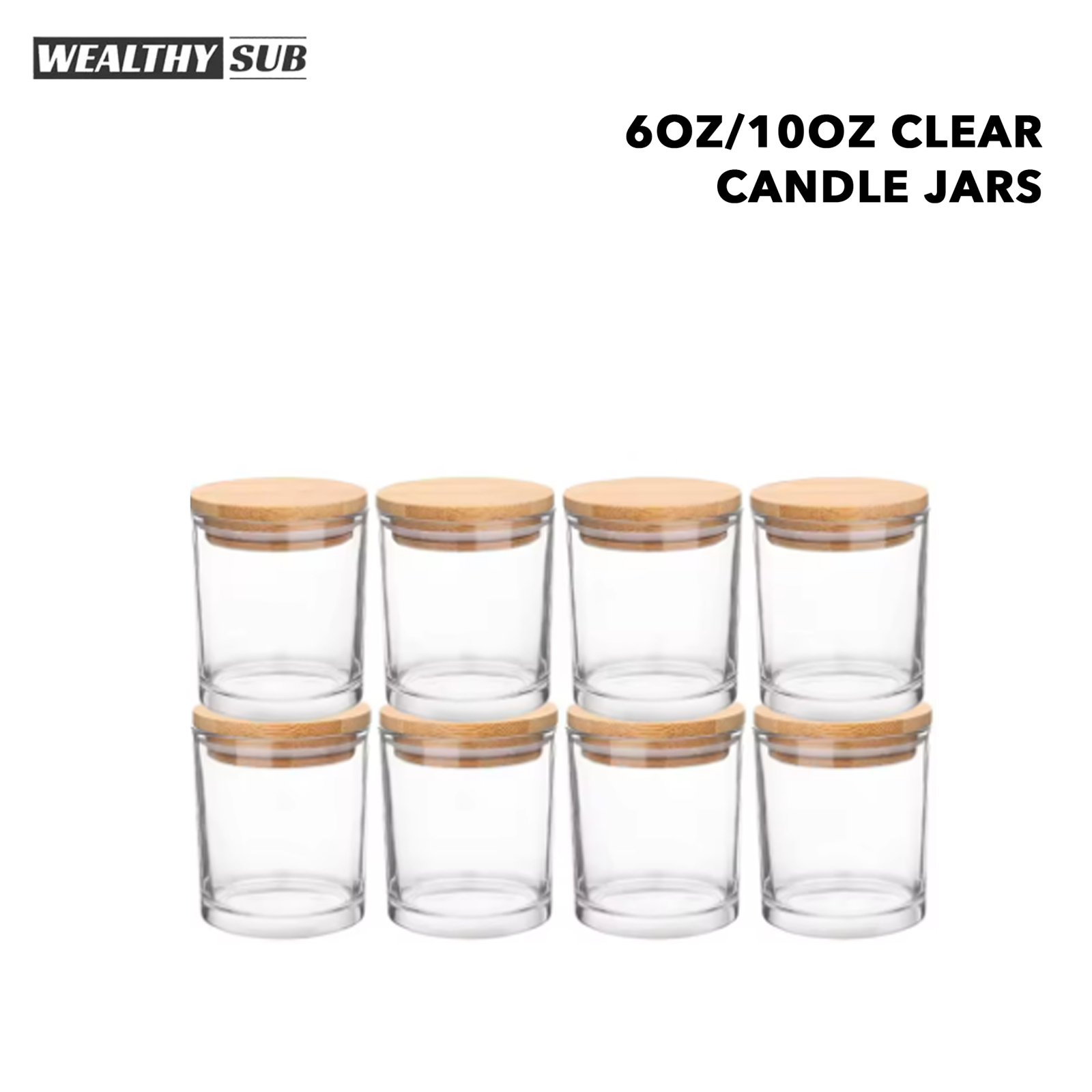 Wealthysub China warehouse sublimation 6oz&10oz clear&frosted candle jars